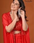 3 PCS drape skirt and mirror work