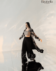 Noir Monarch Embroidered Cape Set