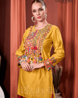 Rangreza Mustard Heavy Embroidered Kurta with Straight Pant