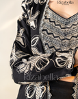 Noir Monarch Embroidered Cape Set