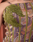 Nova green Embroidered Ethnic crop top set