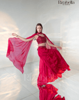 Regal pink cape style with leaf work