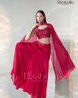 Regal pink cape style with leaf work