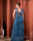 Nova Blue Embroidered Ethnic crop top set