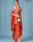 3 PCS rust, drape skirt with heavy Cape