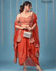 3 PCS rust, drape skirt with heavy Cape
