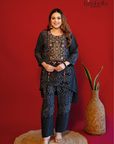 Embroidered Kaftan Pant Set - Black