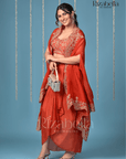 3 PCS rust, drape skirt with heavy Cape