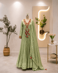 Pastel Green Embroidered Anarkali Set