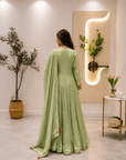 Pastel Green Embroidered Anarkali Set