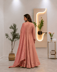 Pastel peach Embroidered Anarkali Set