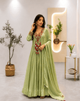 Pastel Green Embroidered Anarkali Set