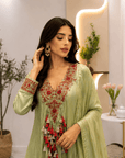 Pastel Green Embroidered Anarkali Set