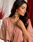 Rose Blush Cape Drape Saree Set