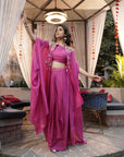 Embroidered Tassel Kaftan Set - Fuchsia Pink
