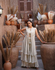 Beaded long jacket set - Ivory