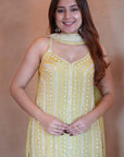 Mirror Embellished Sharara Set - Yellow