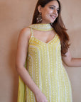 Mirror Embellished Sharara Set - Yellow