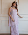 Mirror Embellished Sharara Set - Lavender