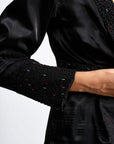 Cut-out Blazer Set with draped skirt - Black