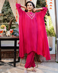 Embroidered Two-Piece Laurel Set - Vibrant Fuchsia
