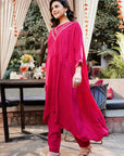 Embroidered Two-Piece Laurel Set - Vibrant Fuchsia