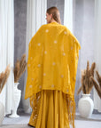 Rizabella Women Veda Mustard Embellished Cape Pant Set