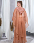 Women Urban peach Embellished Cape Palazzo Set