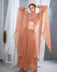 Women Urban peach Embellished Cape Palazzo Set
