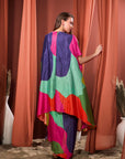 RIZABELLA Women Multicolor Printed Fusion Drape Skirt Set - green