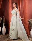 RIZABELLA Women Veda Embroidered Drape Set with Cape