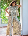 Metallic Embroidered Cape Plazzo Set