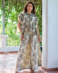 Metallic Embroidered Cape Plazzo Set