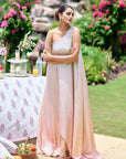 1 Piece One Shoulder Asymmetric Dress - Silver & Purple