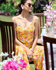 Floral Embroidered Co-ord Set - Yellow- Orange