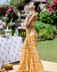 Floral Embroidered Co-ord Set - Yellow- Orange