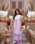 Lilac Floral Beaded Long Jacket Set