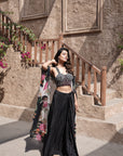 Floral Chiffon Beaded Contemporary Set - Black