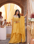 Embroidered Tassel Kaftan Set - Yellow