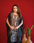 Embroidered Asymmetrical Kurta Set - Black
