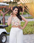 Floral Cape and Mirror Blouse - Off-White