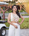 Floral Cape and Mirror Blouse - Off-White