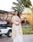 Floral Cape and Mirror Blouse - Off-White
