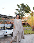 Embroidered Silver Kaftan - Silver-grey