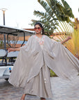 Embroidered Silver Kaftan - Silver-grey