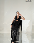 Black Luxe Peplum Drape Saree Set