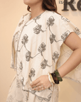Metallic embroidered cape plazzo set
