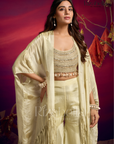 CONTEMPRORY EMBROIDERED 3PC CAPE ENSEMBLE