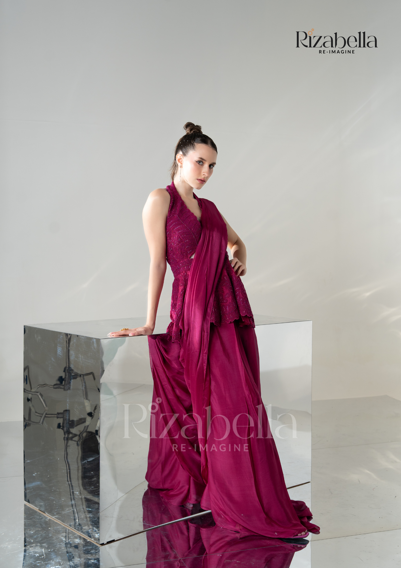 Luxe Peplum Drape Saree Set