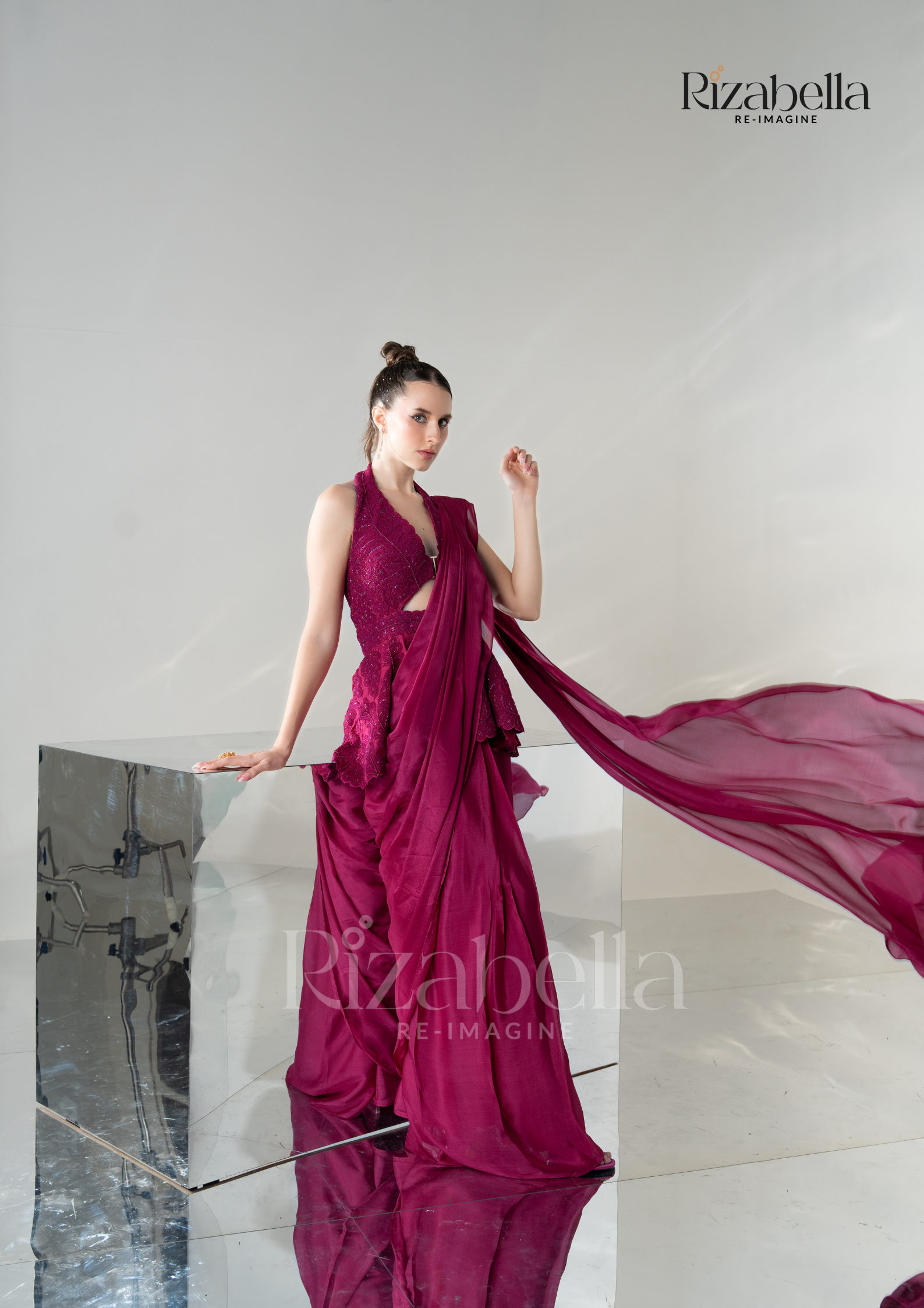 Luxe Peplum Drape Saree Set